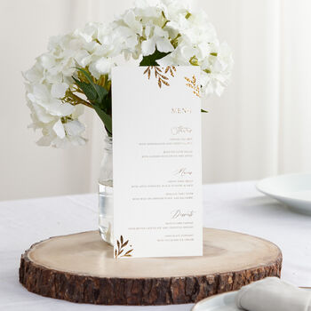 Gold Leaves Foiled Menus With Optional Place Cards, 2 of 4