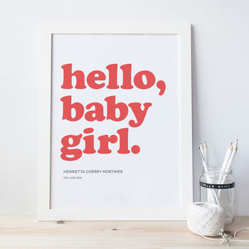 'Hello Baby Boy' / 'Hello Baby Girl' Personalised Print, 2 of 4