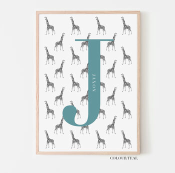 Personalised Giraffe Initial Print, 5 of 12