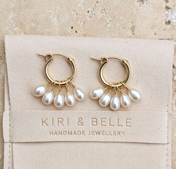 Harlow Pearl Cluster Hoop Earrings, 2 of 3