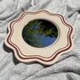 Scallop Edged Hand Painted Ceramic Accent Mirror, thumbnail 2 of 6