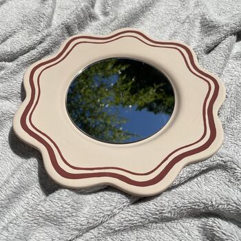 Scallop Edged Hand Painted Ceramic Accent Mirror, 2 of 6