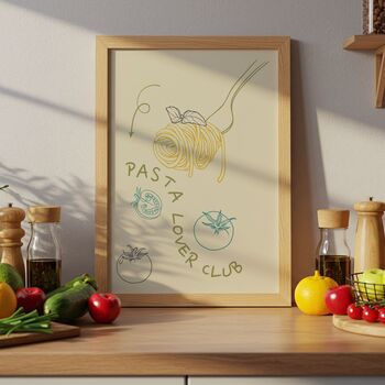 Pasta Print Art Poster Foodie Fun Gift Dopamine Decor, 5 of 6