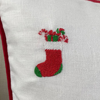Christmas Themed Embroidered Cushion, 6 of 8