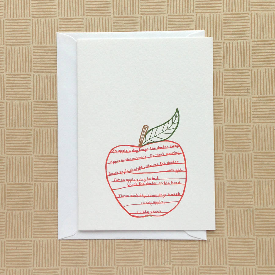 'An Apple A Day' Greetings Card By Lydia's Paper Shop