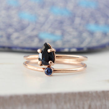 Clio 9ct Rose Gold Saphire Stack Ring, 3 of 3