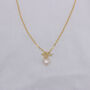 18ct Gold Plated And Freshwater Pearl T Bar Necklace, thumbnail 2 of 6