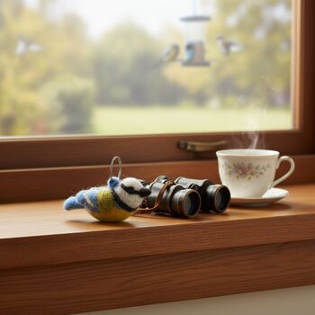 Handmade Felt Fairtrade Blue Tit Keyring, 4 of 6