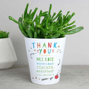 Personalised Thank You Teacher Plant Pot – End Of Term Gift Idea, 4 of 5