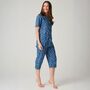 Women's 'Marrakesh' Paisley Crisp Cotton Three/Four Length Pyjama Set, thumbnail 2 of 4