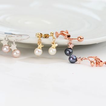 Pearl Drop Earrings With Star, 5 of 11