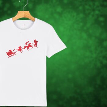 Unicorn Sleigh Kids Christmas T Shirt, 5 of 11