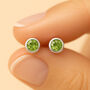 Sterling Silver August Peridot Birthstone Stud Earrings, thumbnail 1 of 5