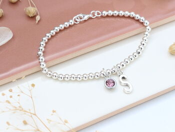Personalised Initial And Birthstone Charm Bracelet, 7 of 10