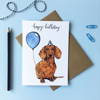 Personalised Sausage Dog Birthday Greetings Card, 3 of 3
