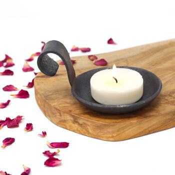 6th Anniversary Sculpted Iron Candle Dish With Curved Handle, 3 of 8