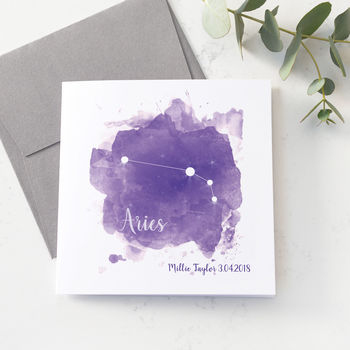 Personalised Aries Star Sign Card, 3 of 4