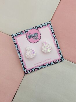 Dumpling Glitter Resin Studs / Dim Sum Lover Gift / Novelty Food Jewellery / Fun Accessories, 4 of 4
