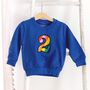 Royal Blue Kids Rainbow Age Embroidered Sweatshirt, thumbnail 1 of 2