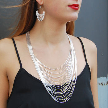 Layered Liquid 15 Strand Silver Necklace, 2 of 4