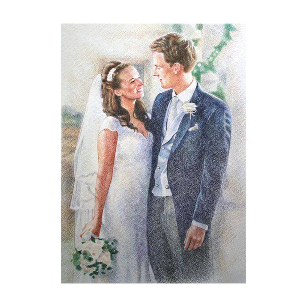 Custom Wedding Portrait Pencil Drawing Or Gift Voucher, 1 of 8