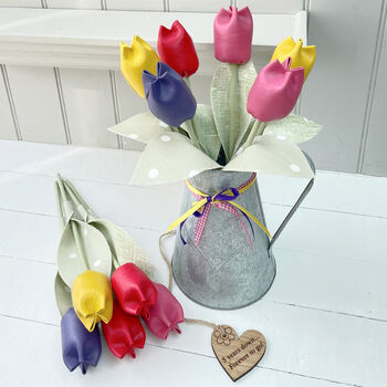 Leather Anniversary Tulips Flowers Bouquet Glass Carafe, 2 of 3