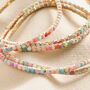 Set Of Five Multicoloured Crystal Tennis Bracelets Gold, thumbnail 3 of 4