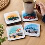 Set Of Four Classic Car Coasters Gift For Car Lover, thumbnail 3 of 12