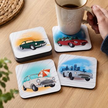 Set Of Four Classic Car Coasters Gift For Car Lover, 3 of 12