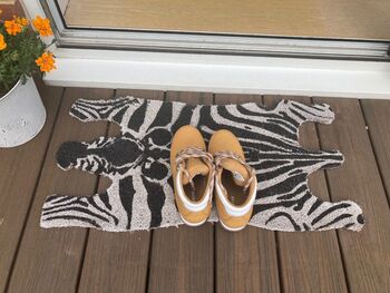 Zebra Shaped Coir Door Mat – 75x38cm Black And White, 2 of 6