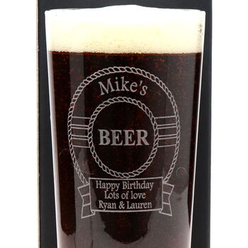 Personalised Pint Glass And Six Bottles Of Hawkstone Beer Gift Set Beer Design, 2 of 3