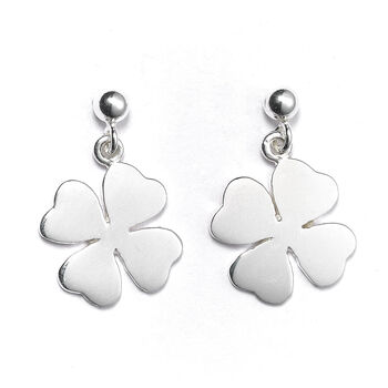 Sterling Silver Four Leaf Clover Earrings, 4 of 7