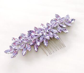 Enya Lilac Crystal Hair Comb, 2 of 6