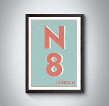 N8 Haringey, Crouch End London Postcode Print, 7 of 10