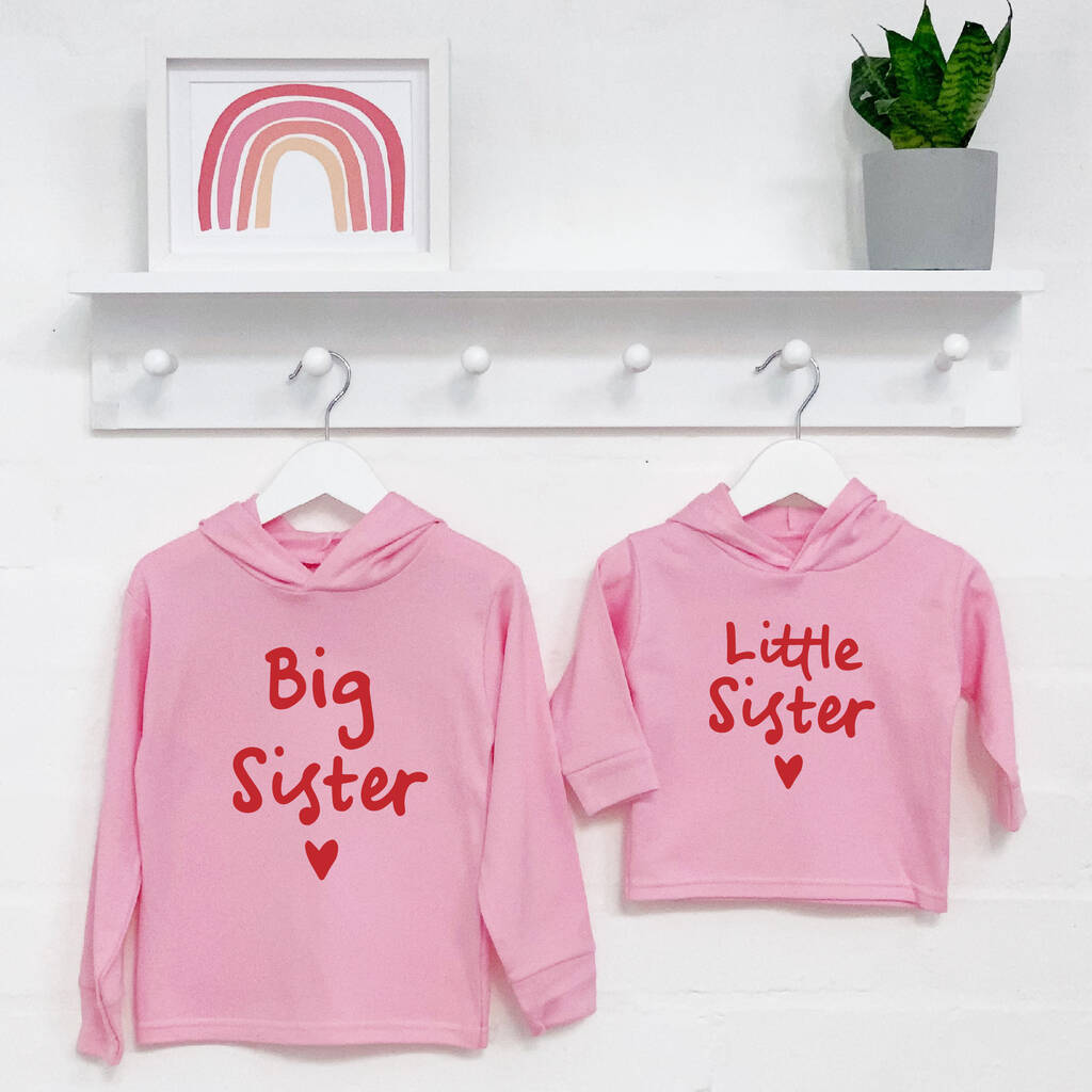 Big Sister Little Sister Matching Hoodies Pink And Red By Lovetree