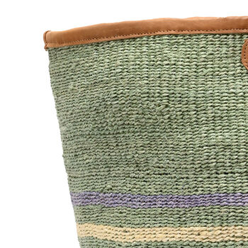 Vutia: Green Three Stripe Woven Laundry Basket, 3 of 6