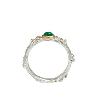 Emerald Woodland Ring, Silver And Gold Nature Ring, 6 of 7
