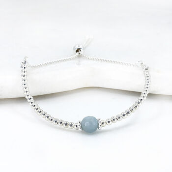 Silver Aquamarine Gemstone March Birthstone Bracelet, 5 of 10
