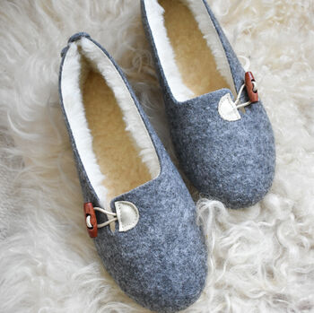 Felt Slippers With Cream Details, 8 of 8
