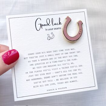 Good Luck Exam Poem And Lucky Horseshoe Enamel Pin Meaningful Gcse Student Gift Keepsake, 5 of 12