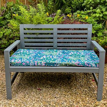 Water Resistant Bench Seat Pad Cottage Garden Teal, 2 of 6