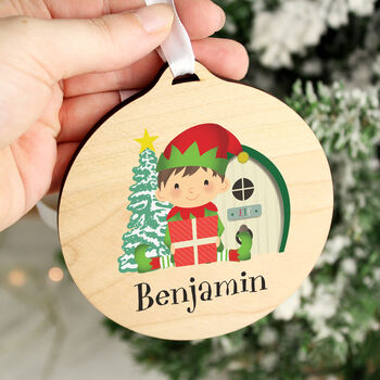 Personalised Elf Kids Christmas Bauble, 4 of 4