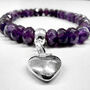 Amethyst Bead Bracelet With Sterling Silver Heart Charm, thumbnail 2 of 2