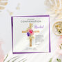 Personalised Watercolour Floral Cross Confirmation Card, thumbnail 2 of 2