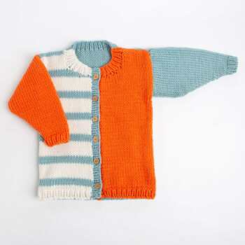 Toddler Colour Block Cardigan Easy Knitting Kit, 2 of 10