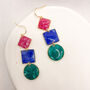 Pink, Blue And Green Geometric Statement Earrings, thumbnail 1 of 9