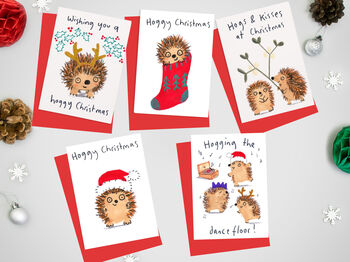 Hoggy Christmas Christmas Cards Pack Of Ten Cards, 2 of 4