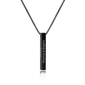 Personalised Laser Engraved 3D Rectangle Bar Necklace, 3 of 12