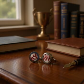 Personalised Baseball Leather Cufflinks, 7 of 11