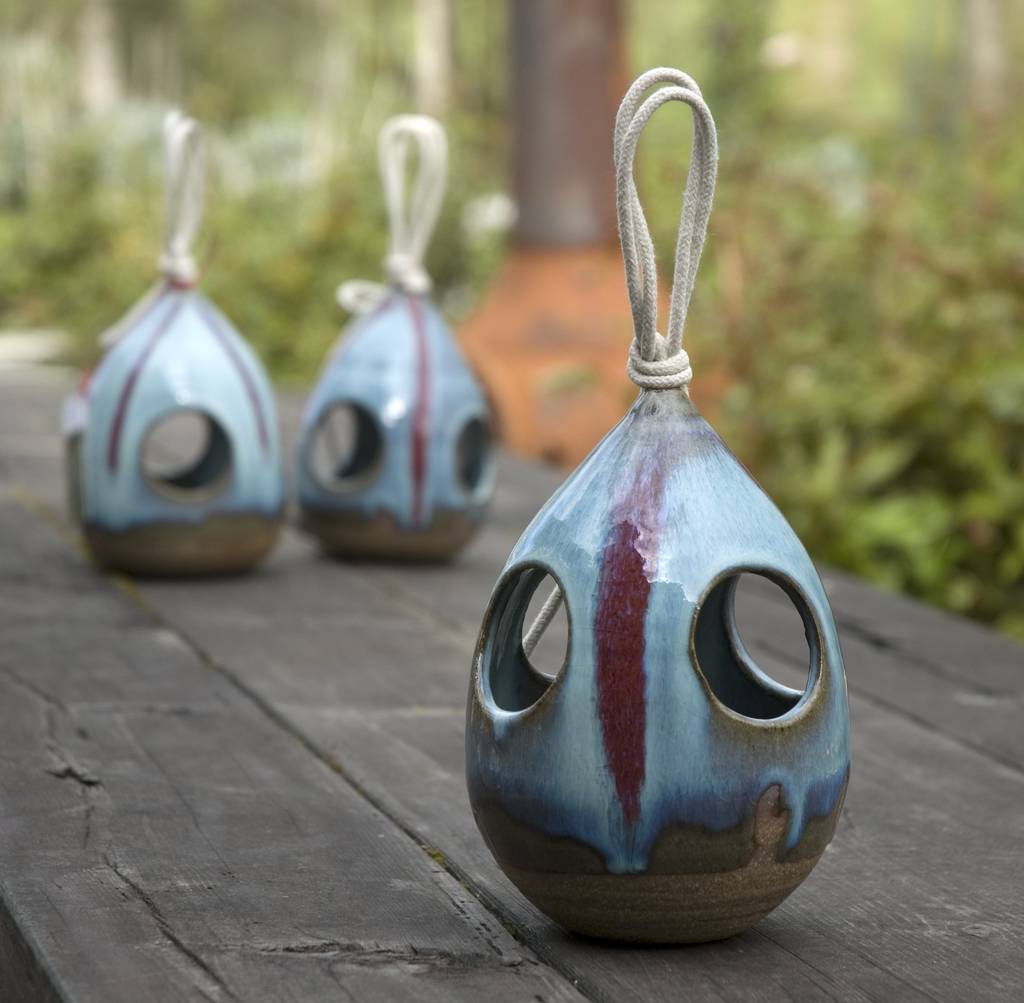 Hand Thrown Squirrel Proof Bird Feeder By Tythegston Pottery
